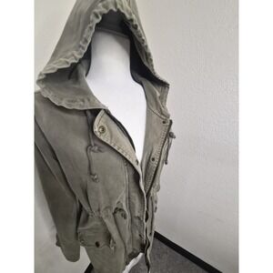 Lucky Brand Women's Hooded Jacket Olive Green Drawstring Waist Pockets size M